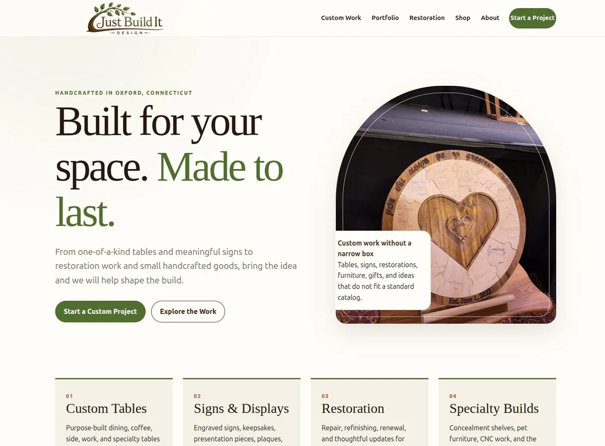 Just Build It Design Laravel staging homepage